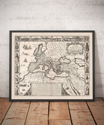 Old Roman Empire Map, 1676 by John Speed - Mediterranean, Byzantine, Middle East, North Africa
