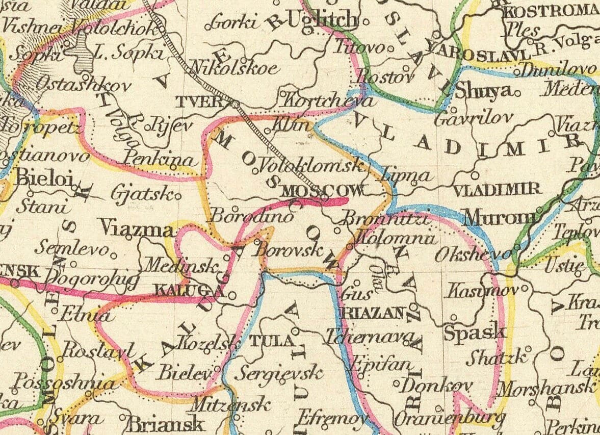 Old Map of the Russian Empire in Europe, 1851 - Moscou, Napoléon, Finlande, Crimée, Ukraine, Minsk, Saint-Pétersbourg