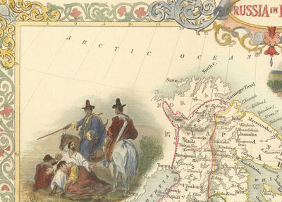 Old Map of the Russian Empire in Europe, 1851 - Moscou, Napoléon, Finlande, Crimée, Ukraine, Minsk, Saint-Pétersbourg