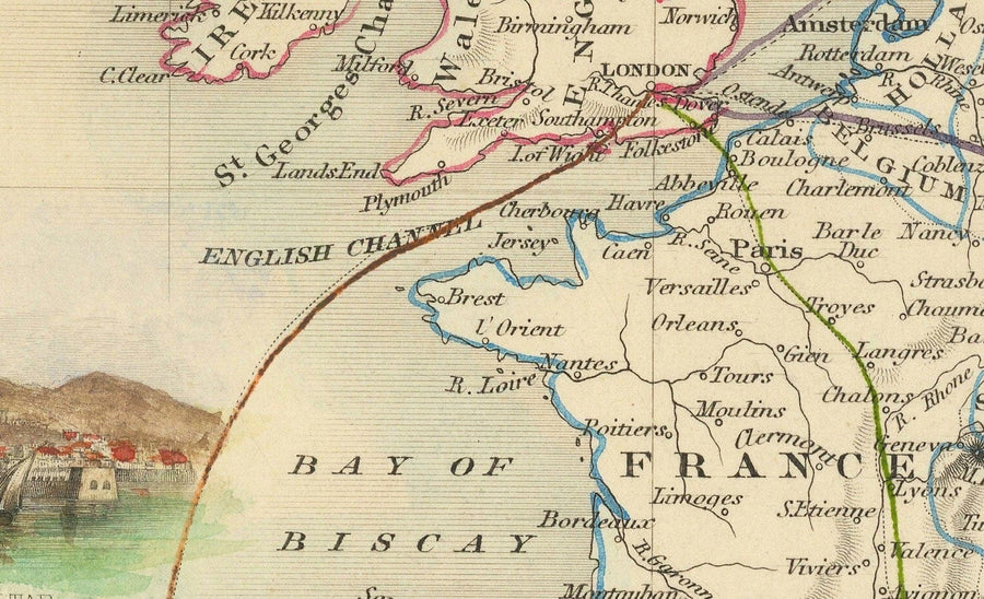 Mappa della vecchia rotta postale: Europa in India, 1851 - Commercio terrestre dell&