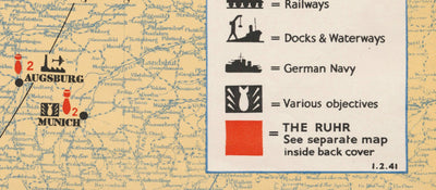 The Air Offensive Against Germany, 1941 - Old WW2 Bombing Map - British RAF & Air Ministry Propaganda