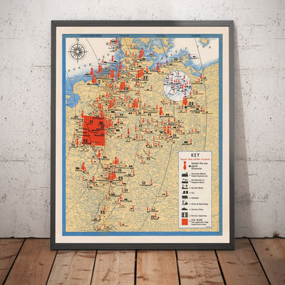The Air Offensive Against Germany, 1941 - Old WW2 Bombing Map - British RAF & Air Ministry Propaganda