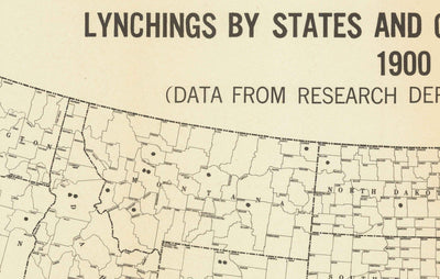 Old Map of Lynchings in America, 1900-1931 - Afro-American Racial Injustice, Deep South USA, Jim Crow, KKK