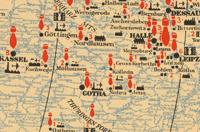 The Air Offensive Against Germany, 1941 - Old WW2 Bombing Map - British RAF & Air Ministry Propaganda