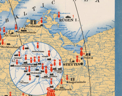 The Air Offensive Against Germany, 1941 - Old WW2 Bombing Map - British RAF & Air Ministry Propaganda