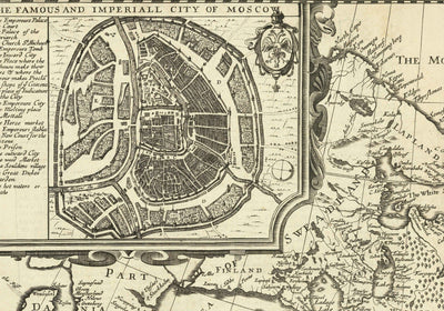 Old Map of Russia, 1676 by John Speed - Peter the Great's Russian Empire, Old Europe, Moscow, Kiev, Tatars, Ukraine