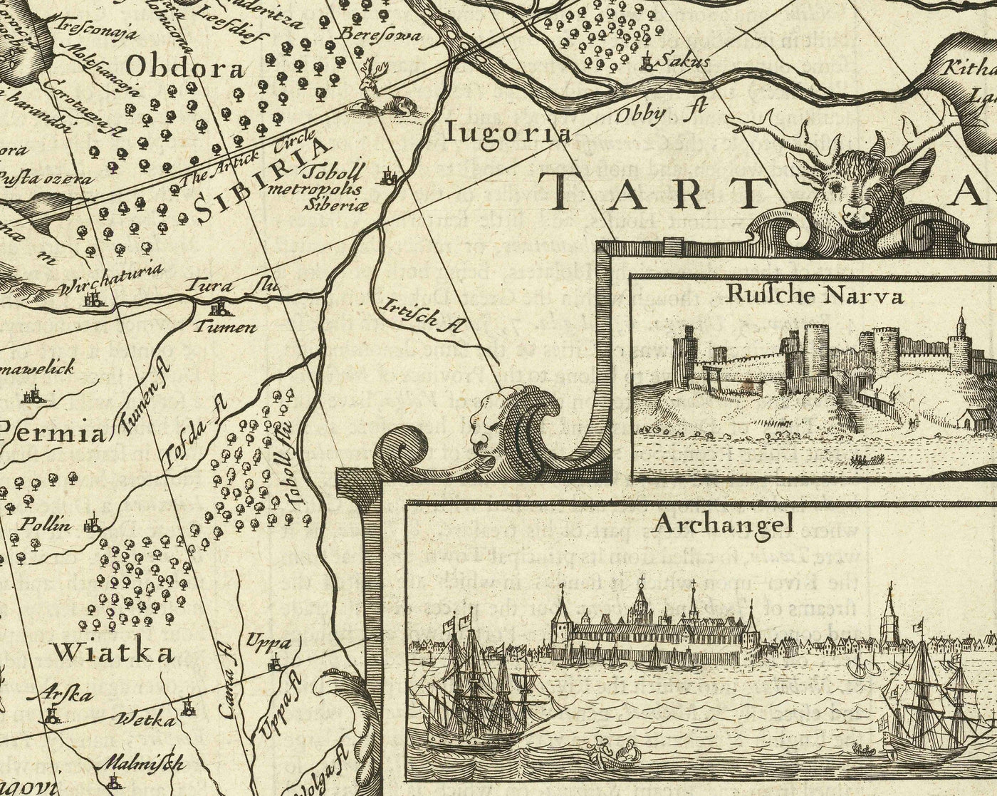 Old Map of Russia, 1676 by John Speed - Peter the Great's Russian Empire, Old Europe, Moscow, Kiev, Tatars, Ukraine