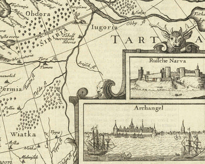 Old Map of Russia, 1676 by John Speed - Peter the Great's Russian Empire, Old Europe, Moscow, Kiev, Tatars, Ukraine