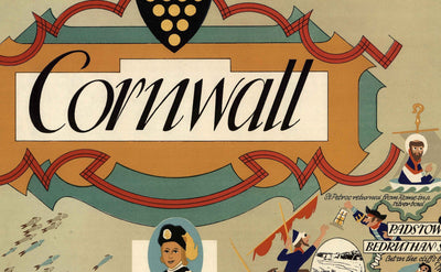 Alte bildliche Karte von Cornwall, 1950 von Bowyer - British Railway, St Ives, Newquay, Plymouth, Truro, West Country 