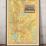 Ancien plan de métro de la ville de New York en 1927 - Queens, Brooklyn, Chemin de fer, Manhattan, INT, BMT, Interboro Elevated Rail
