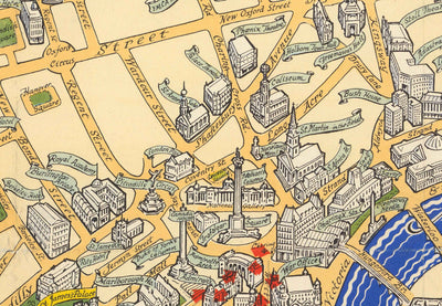 Mapa antiguo de la Boda Real en Londres, 1947 - Emblemas del municipio, Reina Isabel II y Príncipe Felipe, Abadía de Westminster