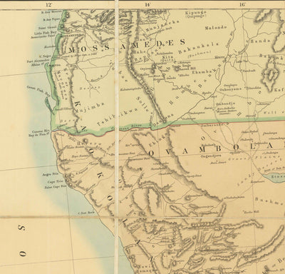 Antiguo mapa de Sudáfrica y África Central 1899 - Imperio Británico y Guerras Bóer, Ciudad del Cabo, Mozambique, Botsuana,