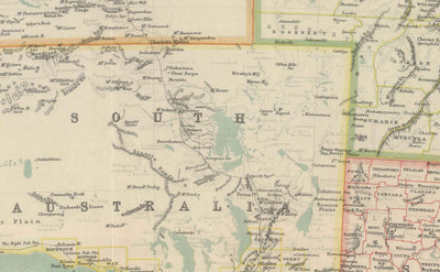 Ancienne carte d'Australie, 1911 par Johnston - NSW, Sydney, Queensland, Brisbane, Melbourne, Adelaide, Perth, Hobart