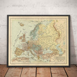 Antiguo mapa árabe de Europa por Hafız Ali Eşref, 1893 - Reino Unido, Francia, Alemania, España, Imperio Otomano, Turquía, Rusia.