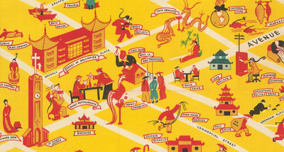Alte Karte von Chinatown in San Francisco, 1939 - Grant Avenue, Stockton, Clay, Washington Street, St. Mary's Square 