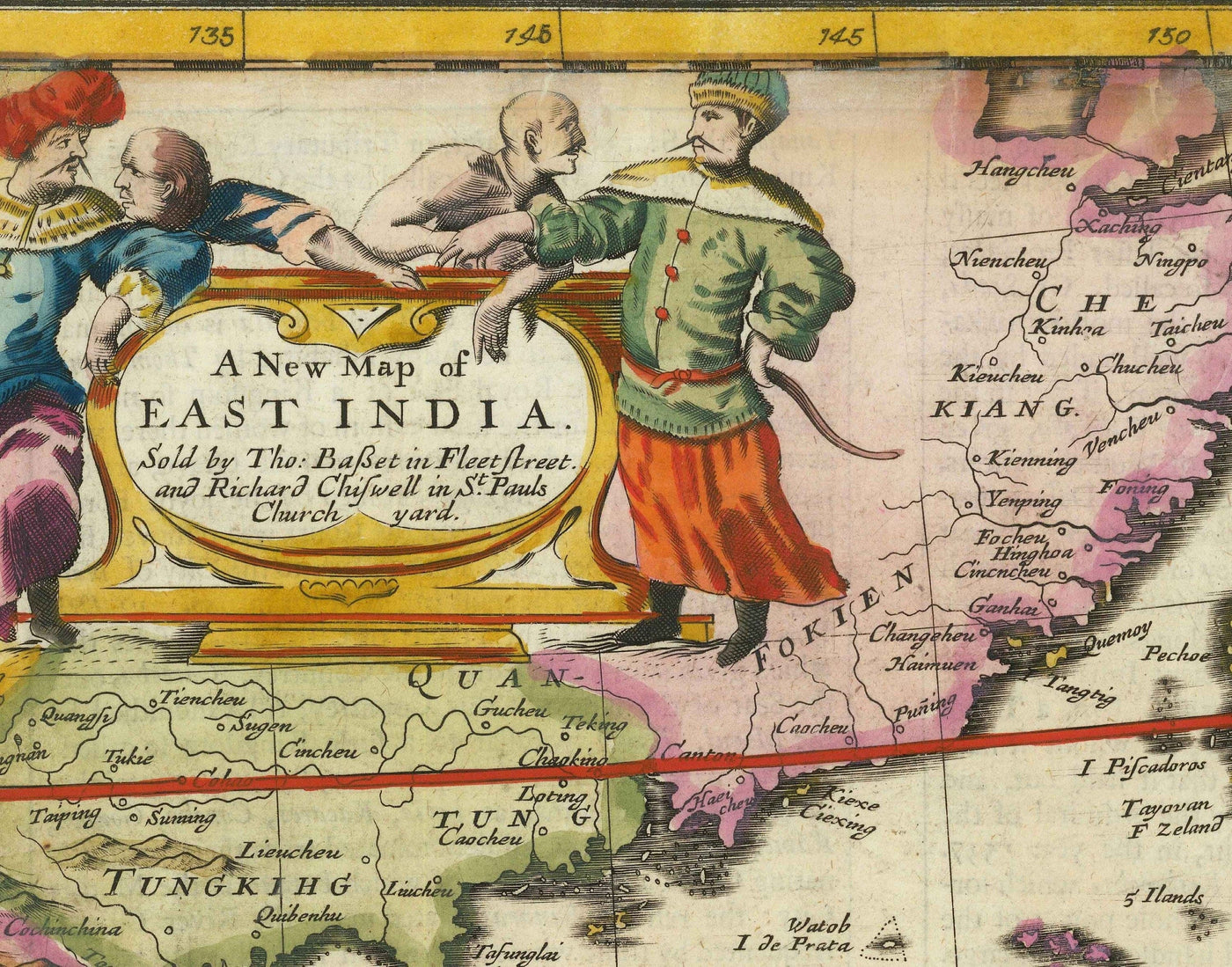Ancienne carte de l'Inde et de l'Asie du Sud-Est, 1676 par John Speed - Pakistan, Thaïlande, Chine, Indonésie, Taiwan