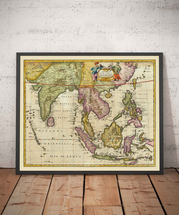 Alte Karte von Indien und Südostasien, 1676 von John Speed - Pakistan, Thailand, China, Indonesien, Taiwan 