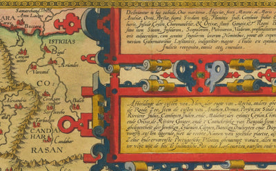 Mapa antiguo de Oriente Medio y Asia, 1596 por Linschoten - India, Irán, Afganistán, Pakistán, Persia, Arabia, Bangladesh