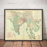 Old Map of the East Indies, 1794 - India, Hindustan, China, Vietnam, Thailand, Siam, Burma, Malaysia, Vietnam, Pegu