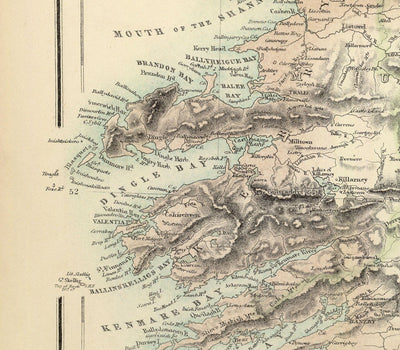 Mapa antiguo de Irlanda en 1872 - Rare, atractivo en color mapa de A. fullarton & co