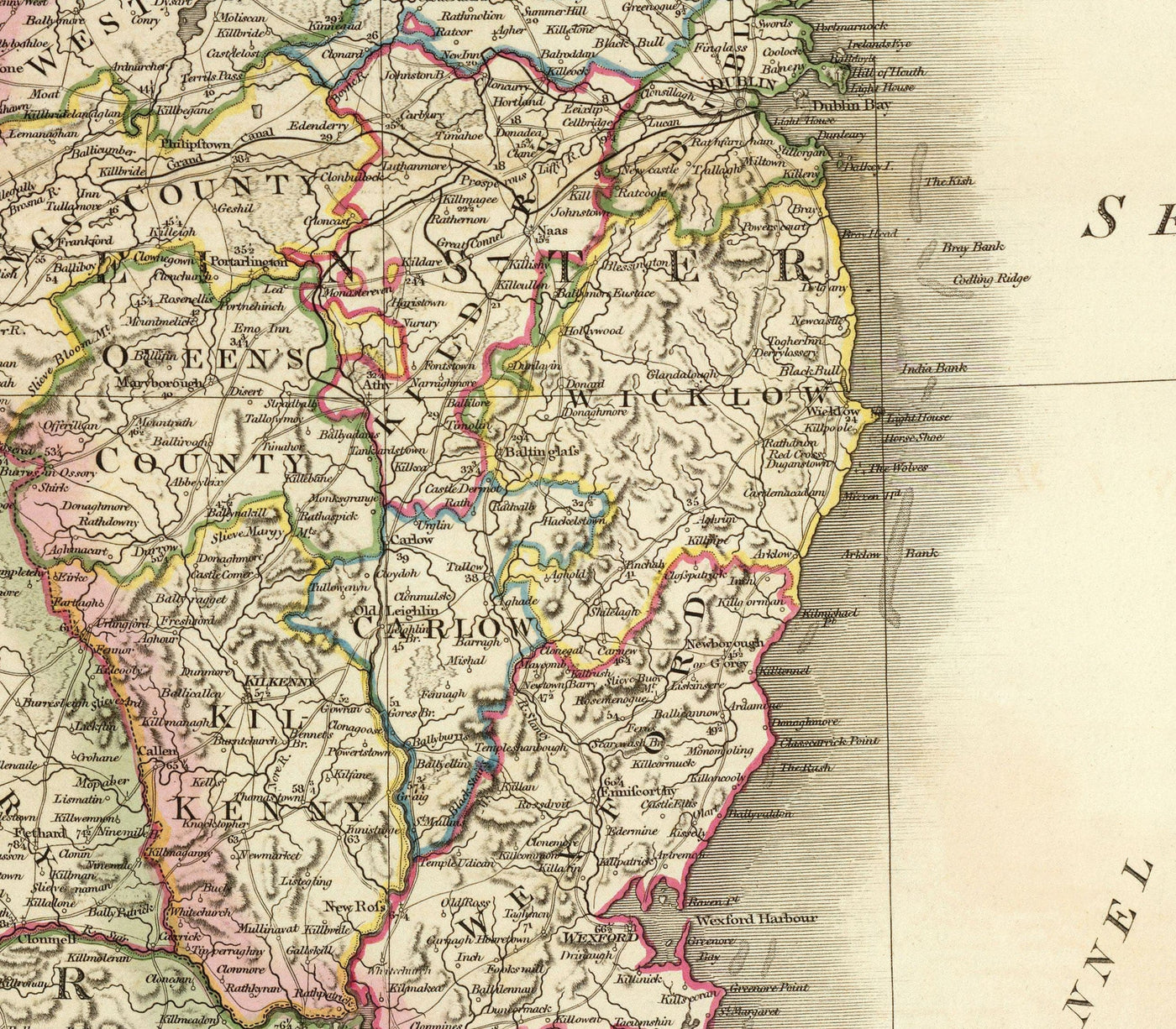 Ancienne Carte d'Irlande en 1798 par W. Faden - Rare Couleur Atlas Carte - Dublin, Belfast, Cork