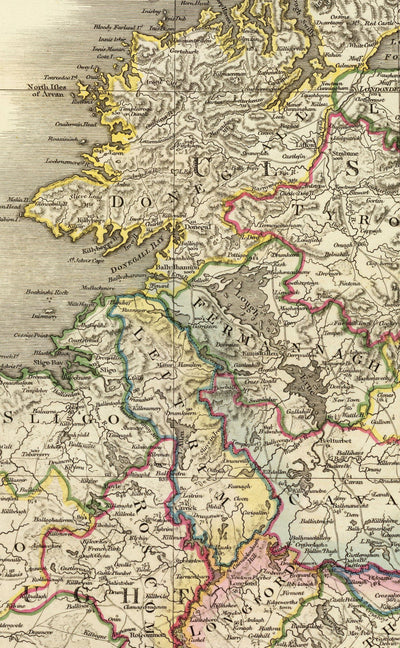 Ancienne Carte d'Irlande en 1798 par W. Faden - Rare Couleur Atlas Carte - Dublin, Belfast, Cork