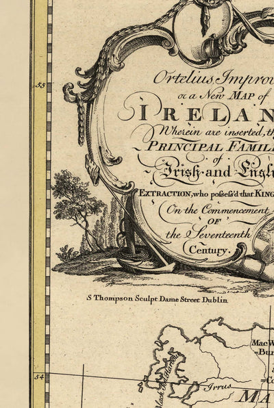 Ancienne carte d'Irlande Noms de famille, 1795 - O'Neill, O'Brien, O'Leary, O'Sullivan, O'Conor, O'Flaherty, O'Dowd, etc.