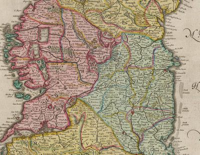 Mapa antiguo de Irlanda, Hibernia en 1654 por Joan Blaeu del Teatro Orbis Terrarum Sive Atlas Novus - Islas Británicas
