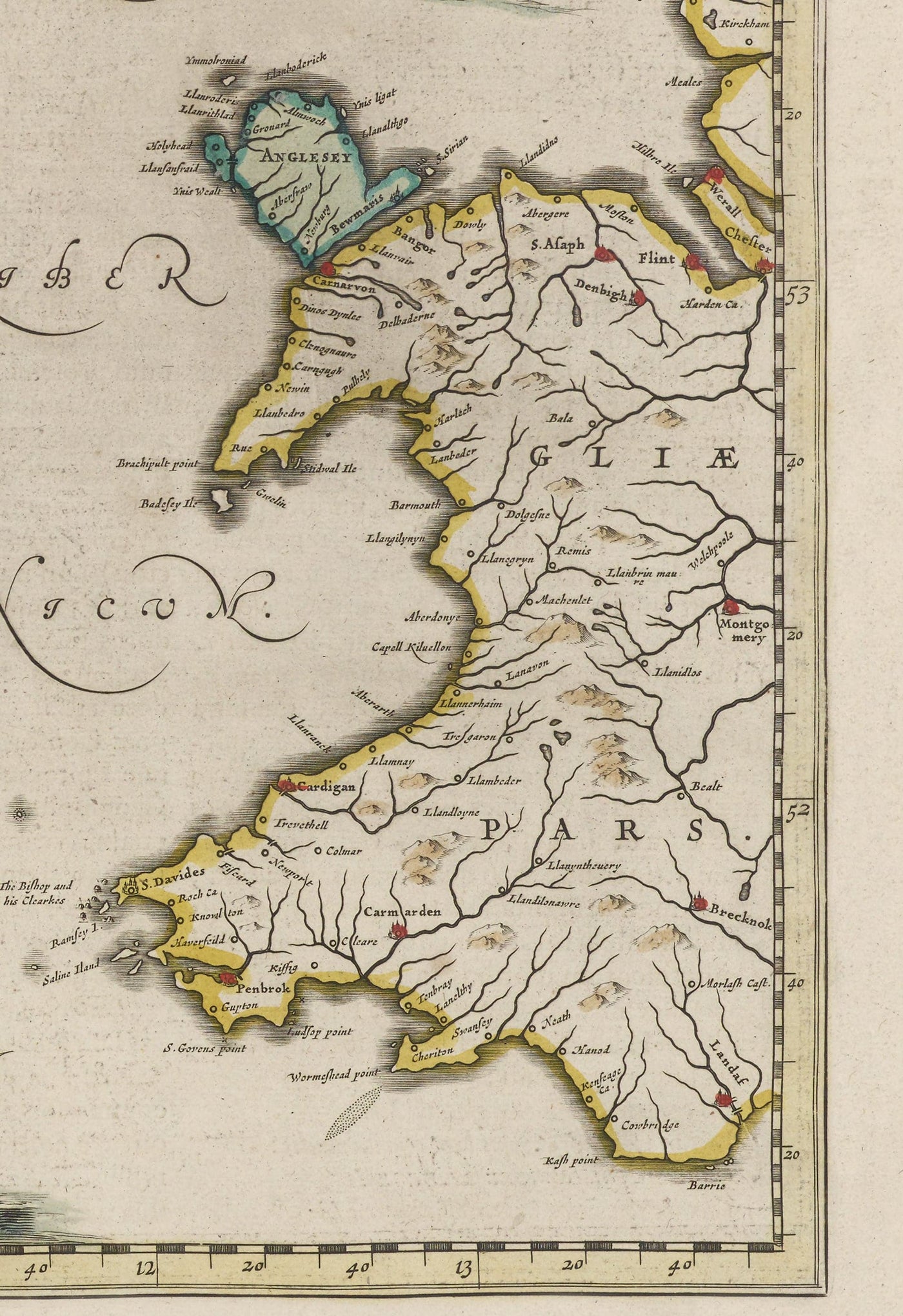 Mapa antiguo de Irlanda, Hibernia en 1654 por Joan Blaeu del Teatro Orbis Terrarum Sive Atlas Novus - Islas Británicas