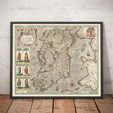 Alte Karte von Irland, Éireann 1611 von John Speed - Schöne antike Vintage-Karte 