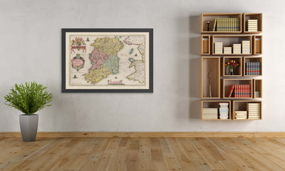 Mapa antiguo de Irlanda, Hibernia en 1654 por Joan Blaeu del Teatro Orbis Terrarum Sive Atlas Novus - Islas Británicas