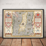 Alte Karte der Isle of Man, 1611 von John Speed - Douglas, Castletown, Peel, Ramsey 