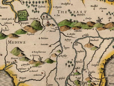 Alte Karte der Isle of Wight, 1611 von John Speed - Newport, Ride, Cowes, Sandown, Shanklin 