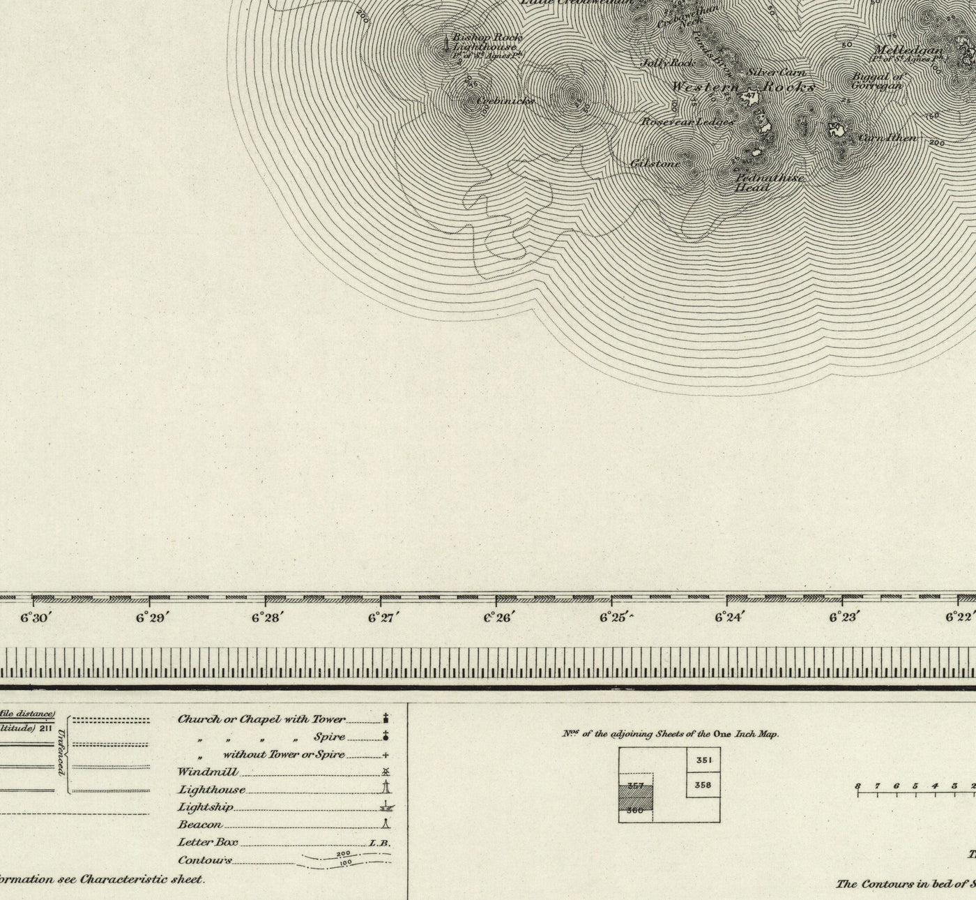 Old Map of Isles of Scilly, 1896 - St Mary, Martin, Agnes, Tresco, Bryher & Other Islands