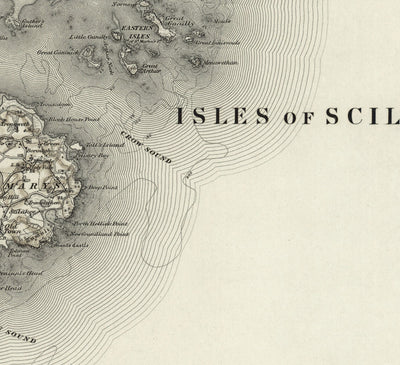 Old Map of Isles of Scilly, 1896 - St Mary, Martin, Agnes, Tresco, Bryher & Other Islands