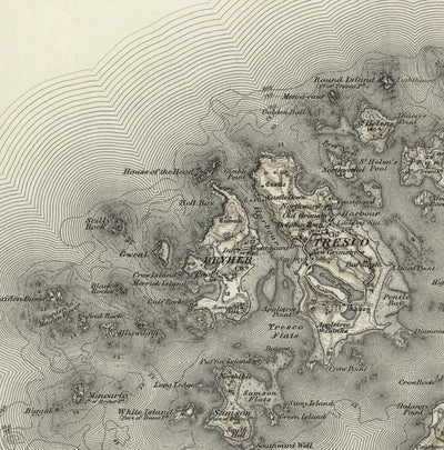 Old Map of Isles of Scilly, 1896 - St Mary, Martin, Agnes, Tresco, Bryher & Other Islands