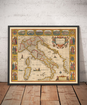 Antica mappa colorata a mano dell&