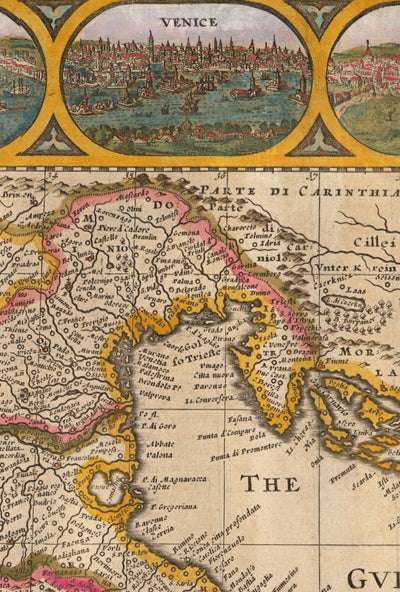 Viejo mapa a mano de Italia, 1627 por John Speed ​​- Córcega, Cerdeña, Sicilia, Venecia, Roma, el Papa