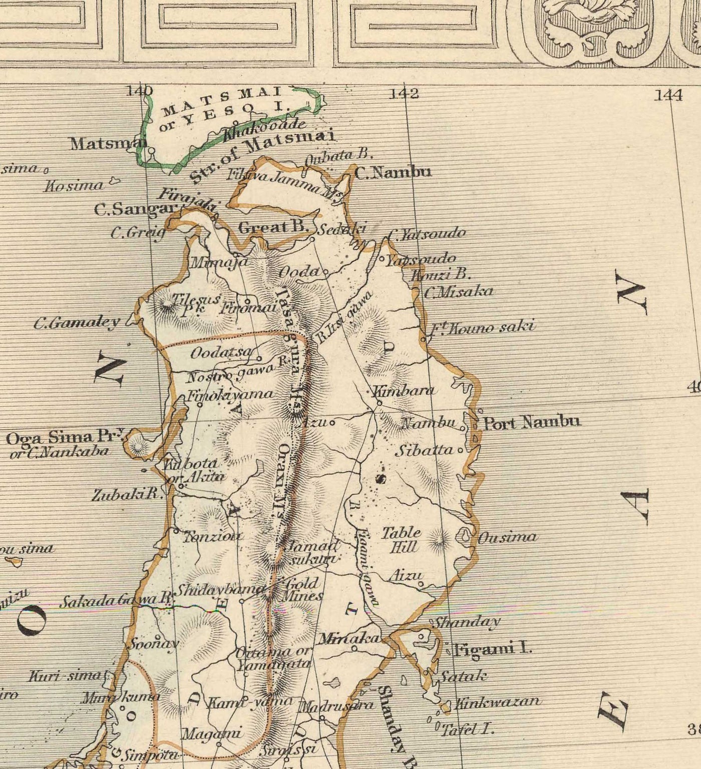 Old Map of Japan & Korea, 1851 by Tallis and Rapkin - Kyushu, Honshu, Shikoku, Hokkaido, Tokyo, Seoul