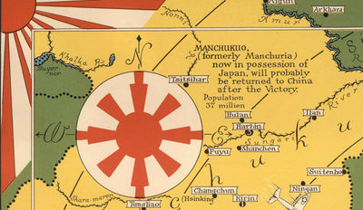 World War 2 "Japan the Target" Pictorial Map, 1942 by Ernest Dudley Chase - Illustrated Old WW2 Bombing Chart - China, Japan, Korea