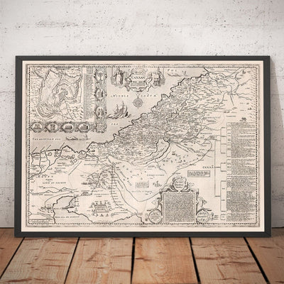 Mapa antiguo de Canaán, Israel, en 1627 por John Speed ​​- Jerusalén, Levant, Palestina, Middle East - Moses & Bible Tabla