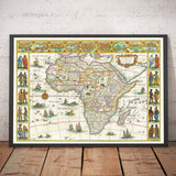 Ancienne carte de l'Afrique par Johannes Blaaueu, 1635 - Carte du continent colonial de rare Atlas