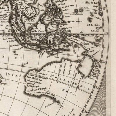 Old World Atlas Map, 1662 by Joan Blaeu - Rare Monochrome Wall Art