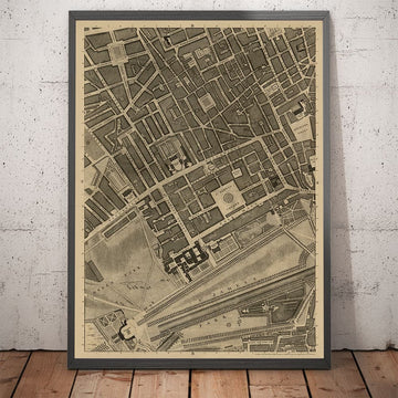 Mappa antica di Londra, 1746 di John Rocque - B2 - Palazzo di Buckingham, Soho, Westminster, Mayfair, Piccadilly, Green Park, Regent Street 