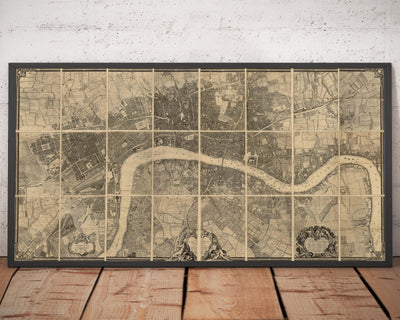 Große alte Karte von London - 1746, 1788, 1830 oder 1862. Große individuelle Karte bis zu 4 Meter (13 Fuß) 