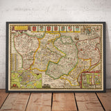 Old Map of Kent in 1611 by John Speed - Dartford, Maidstone, Bromley, Tunbridge, Gillingham, Chatham