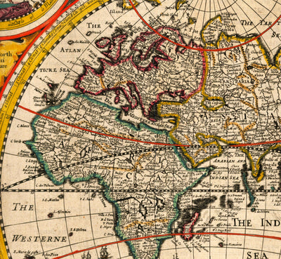 Old World Map from 1651 by John Speed - Rare Colour Vintage Wall Art
