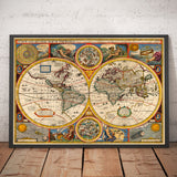 Old World Map from 1651 by John Speed - Rare Colour Vintage Wall Art