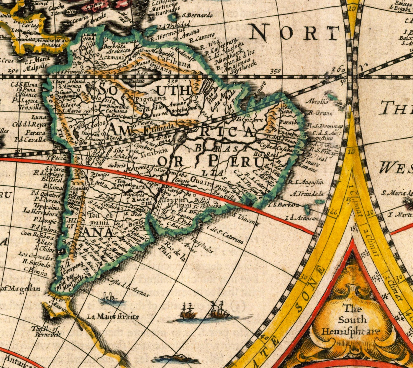 Old World Map from 1651 by John Speed - Rare Colour Vintage Wall Art