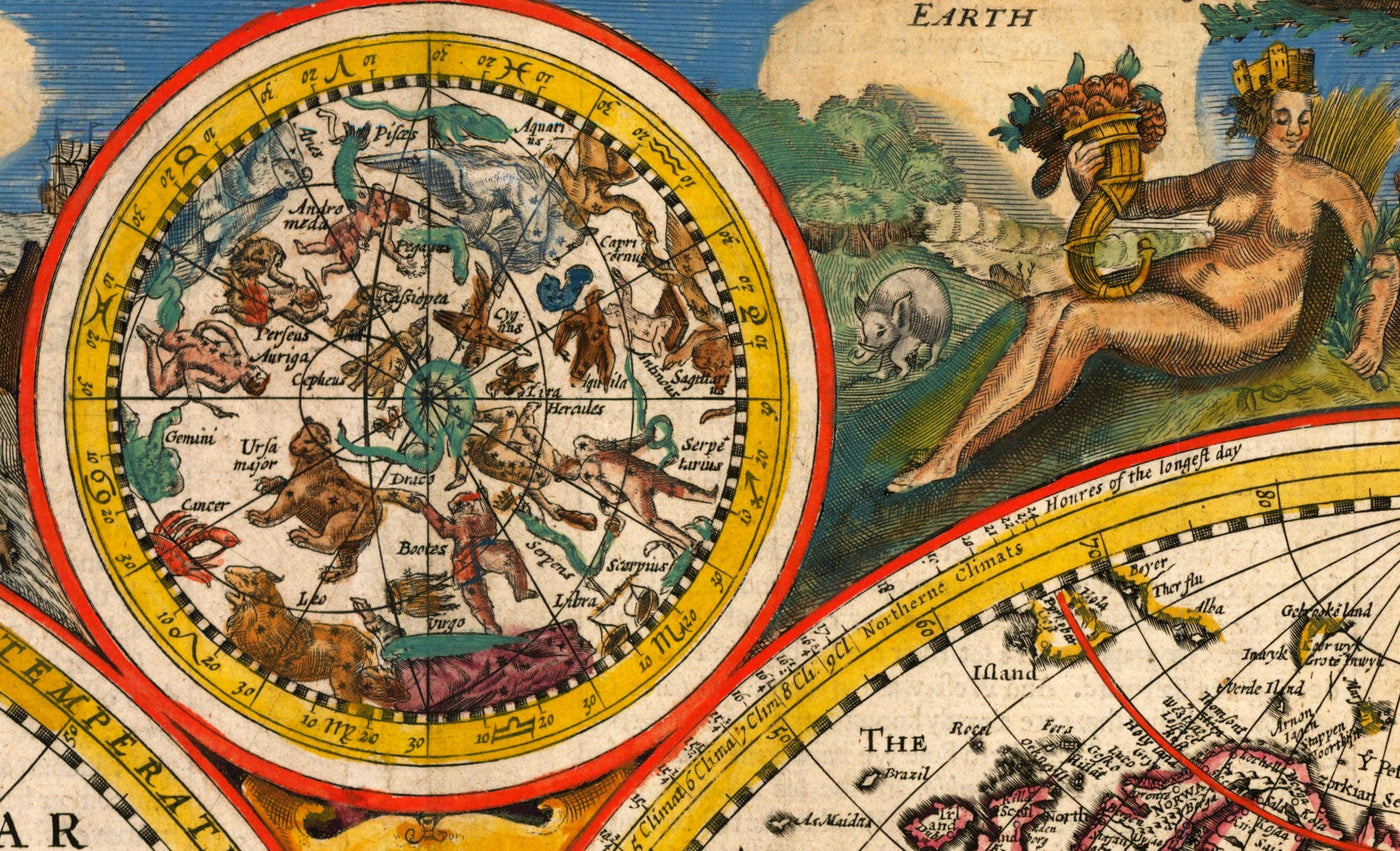 Old World Map from 1651 by John Speed - Rare Colour Vintage Wall Art